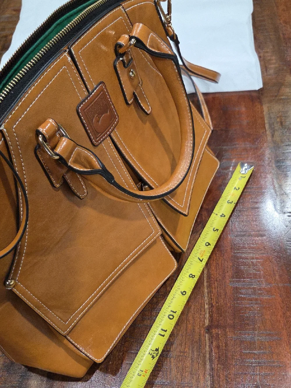 Dooney & Bourke Tan Leather Satchel with Crossbody Strap